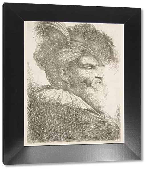 Head of an old man facing right, from the series of Large Oriental Heads, ca. 1645-1650