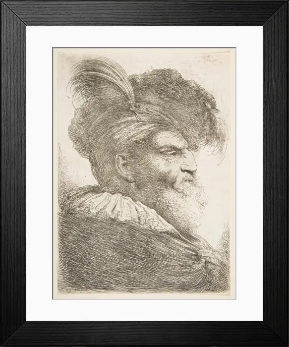 Framed Print : Head of an old man facing right, from the series of Large Oriental Heads, ca. 1645-1650 Framed Print : Head of an old man facing right, from the series of Large Oriental Heads, ca. 1645-1650
