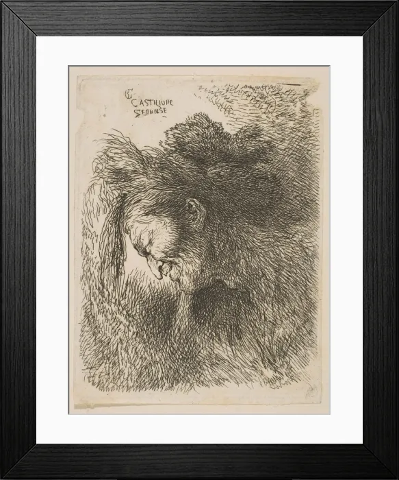 Framed Print : Head of an old man looking down, facing left, from the series Small Studies of He Framed Print : Head of an old man looking down, facing left, from the series Small Studies of He