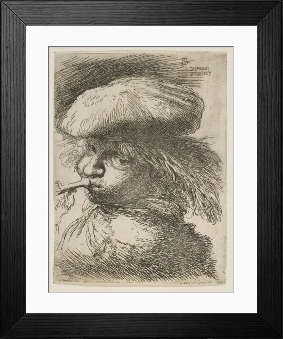 Framed Print : Young man with a trumpet facing left, from the series of Small Heads in Oriental... ca Framed Print : Young man with a trumpet facing left, from the series of Small Heads in Oriental... ca