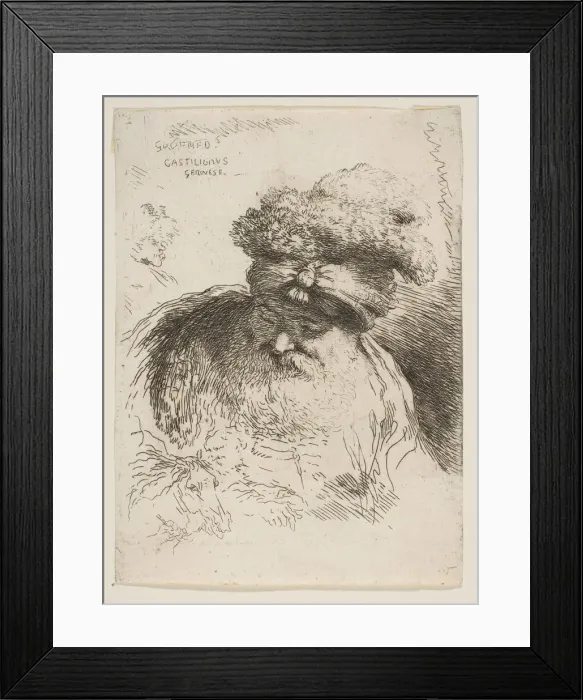 Framed Print : Head of an old bearded man with a turban, from the series of Small Heads in Orie... ca Framed Print : Head of an old bearded man with a turban, from the series of Small Heads in Orie... ca
