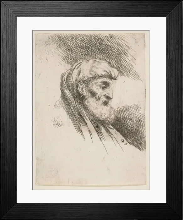 Framed Print : Head of an old bearded man facing right, from the series of Small Heads in Orien... ca Framed Print : Head of an old bearded man facing right, from the series of Small Heads in Orien... ca