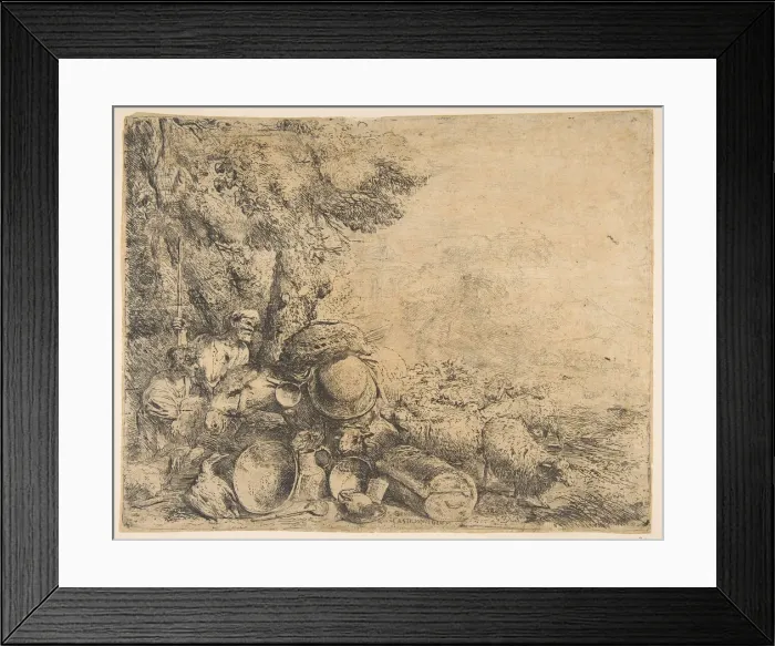 Framed Print : Two shepherds, a donkey and other animals in a landscape, ca. 1638-1640 Framed Print : Two shepherds, a donkey and other animals in a landscape, ca. 1638-1640