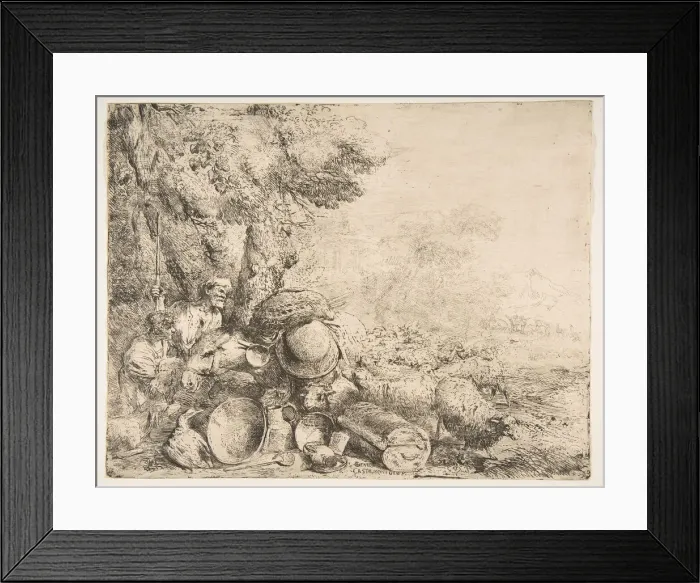 Framed Print : Two shepherds, a donkey and other animals in a landscape, ca. 1638-1640 Framed Print : Two shepherds, a donkey and other animals in a landscape, ca. 1638-1640