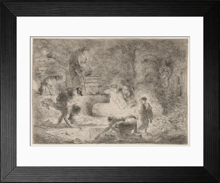 Framed Print : Tobit burying the dead, ca. 1647-51. Creator: Giovanni Benedetto Castiglione Framed Print : Tobit burying the dead, ca. 1647-51. Creator: Giovanni Benedetto Castiglione