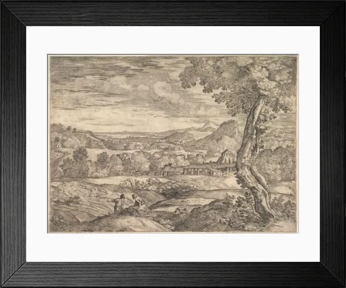 Framed Print : Landscape with a brick factory in the middle ground, a standing man in the foreground p Framed Print : Landscape with a brick factory in the middle ground, a standing man in the foreground p