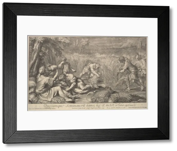 Framed Print : Reapers of grain, 1704. Creator: Giovanni Girolamo Frezza Framed Print : Reapers of grain, 1704. Creator: Giovanni Girolamo Frezza