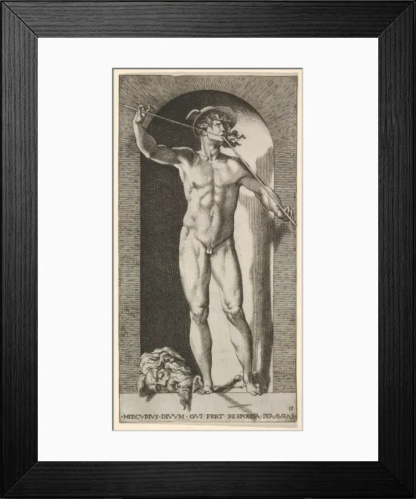 Framed Print : Plate 14: Mercury standing in a niche playing his pipes Framed Print : Plate 14: Mercury standing in a niche playing his pipes