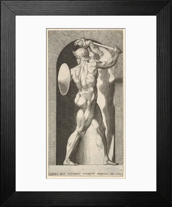 Framed Print : Plate 9: Mars in a niche, holding a sword above his head with his right arm Framed Print : Plate 9: Mars in a niche, holding a sword above his head with his right arm
