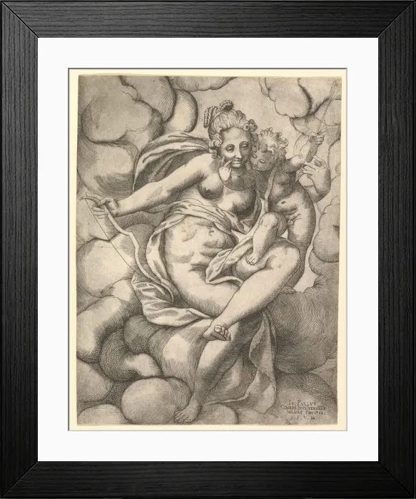 Framed Print : Venus and Cupid in the Clouds, 1568. Creator: Giovanni Paolo Cimerlino Framed Print : Venus and Cupid in the Clouds, 1568. Creator: Giovanni Paolo Cimerlino