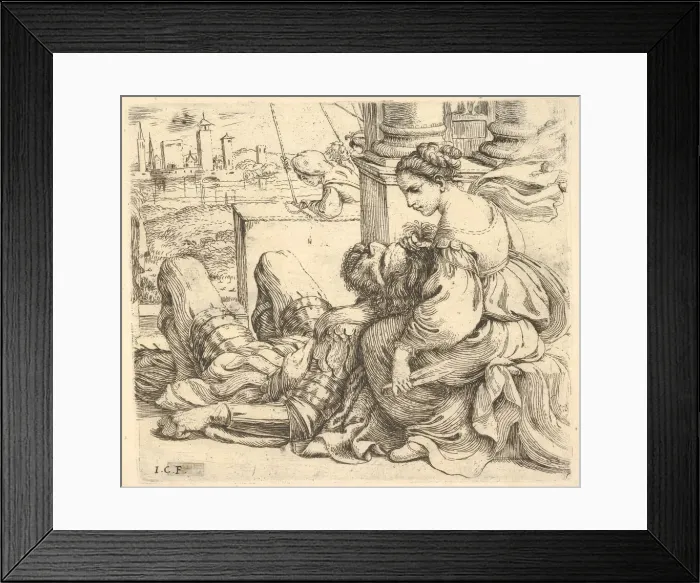 Framed Print : Delilah holding Samsons hair and a pair of scissors, 1620-30. Creator: Giuseppe Caletti Framed Print : Delilah holding Samsons hair and a pair of scissors, 1620-30. Creator: Giuseppe Caletti