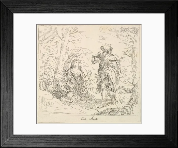 Framed Print : Seated woman and Bearded Man in a Landscape, 1740-1802. Creator: Giuseppe Canale Framed Print : Seated woman and Bearded Man in a Landscape, 1740-1802. Creator: Giuseppe Canale