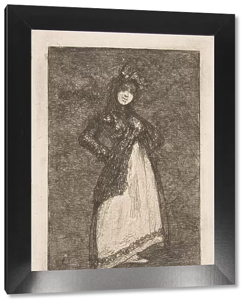 A Maja standing against a dark background (Maja). Creator: Francisco Goya