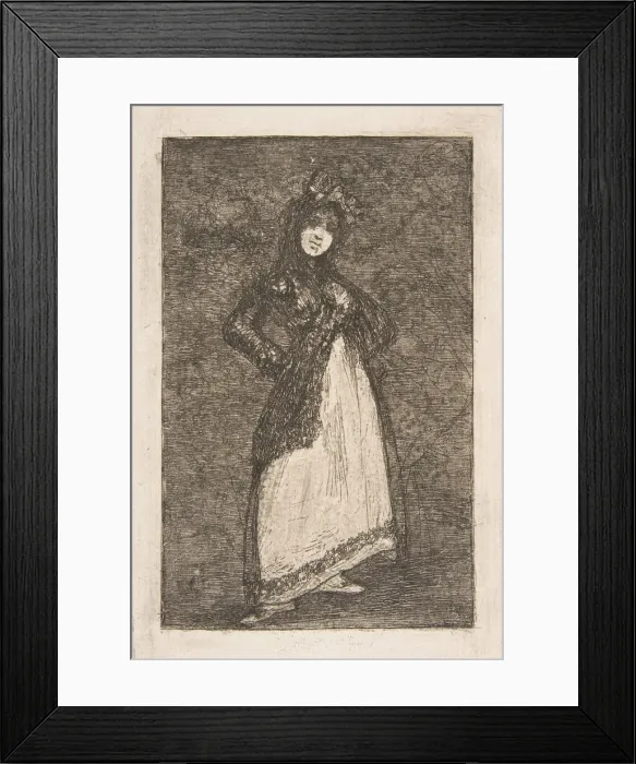 Framed Print : A Maja standing against a dark background (Maja). Creator: Francisco Goya Framed Print : A Maja standing against a dark background (Maja). Creator: Francisco Goya