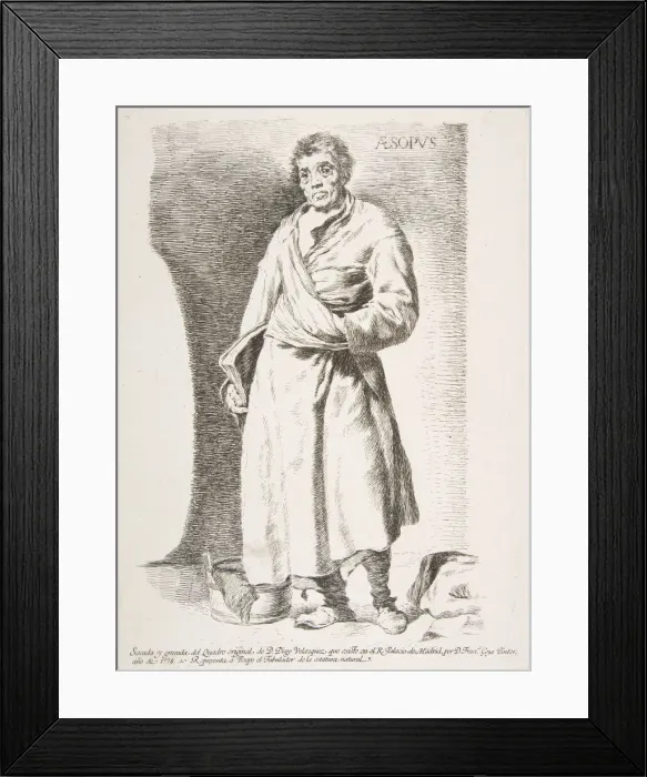 Framed Print : Aesop (Aesopus), from Etchings after Velazquez, 1778. Creator: Francisco Goya Framed Print : Aesop (Aesopus), from Etchings after Velazquez, 1778. Creator: Francisco Goya