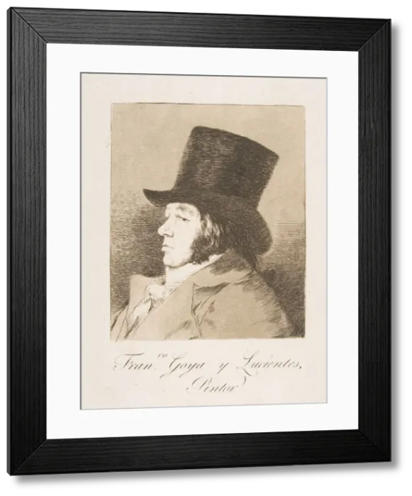 Framed Print : Plate 1 from Los Caprichos : Self-portrait of Goya ( Franco Framed Print : Plate 1 from Los Caprichos : Self-portrait of Goya ( Franco