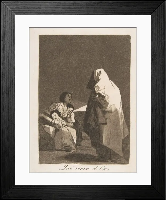 Framed Print : Plate 3 from Los Caprichos : Here comes the bogey-man (Que viene el Coco. ), 1799 Framed Print : Plate 3 from Los Caprichos : Here comes the bogey-man (Que viene el Coco. ), 1799