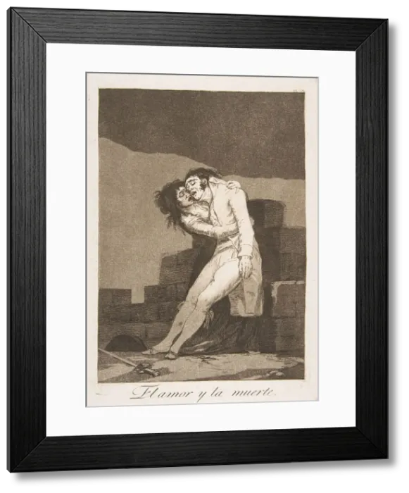 Framed Print : Plate 10 from Los Caprichos : Love and death (El amor y la muerte), 1799 Framed Print : Plate 10 from Los Caprichos : Love and death (El amor y la muerte), 1799