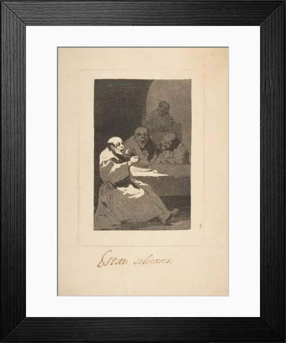 Framed Print : Plate 13 from Los Caprichos : They are Hot (Estan Calientes), 1797-98 Framed Print : Plate 13 from Los Caprichos : They are Hot (Estan Calientes), 1797-98