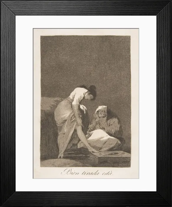 Framed Print : Plate 17 from Los Caprichos : It is nicely stretched (Bien tirada esta. ), 1799 Framed Print : Plate 17 from Los Caprichos : It is nicely stretched (Bien tirada esta. ), 1799