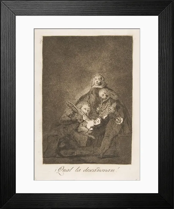 Framed Print : Plate 21 from Los Caprichos : How they pluck her! (!Qual la descanonan Framed Print : Plate 21 from Los Caprichos : How they pluck her! (!Qual la descanonan