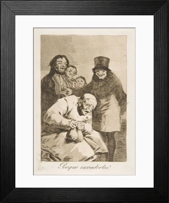 Framed Print : Plate 30 from Los Caprichos : Why hide them? (Porque esconderlos?), 1799 Framed Print : Plate 30 from Los Caprichos : Why hide them? (Porque esconderlos?), 1799