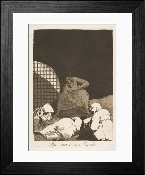 Framed Print : Plate 34 from Los Caprichos : Sleep overcomes them (Las rinde el Sueno. ), 1799 Framed Print : Plate 34 from Los Caprichos : Sleep overcomes them (Las rinde el Sueno. ), 1799