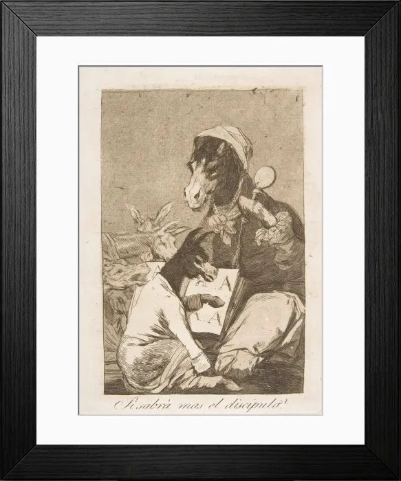 Framed Print : Plate 37 from Los Caprichos : Might not the pupil know more Framed Print : Plate 37 from Los Caprichos : Might not the pupil know more