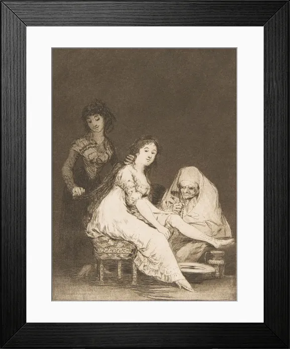 Framed Print : Plate 31 from Los Caprichos : She prays for her (Ruega por ella. ), 1799 Framed Print : Plate 31 from Los Caprichos : She prays for her (Ruega por ella. ), 1799