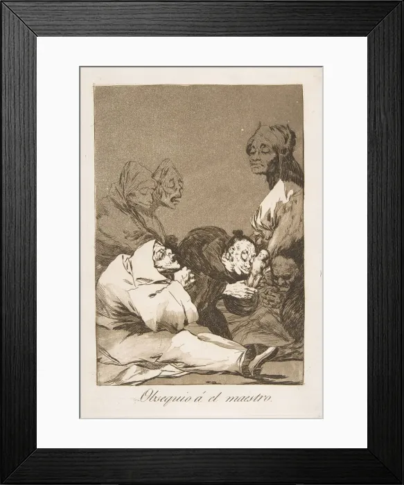 Framed Print : Plate 47 from Los Caprichos : A gift for the master (Obsequio ael maestro), 1799 Framed Print : Plate 47 from Los Caprichos : A gift for the master (Obsequio ael maestro), 1799