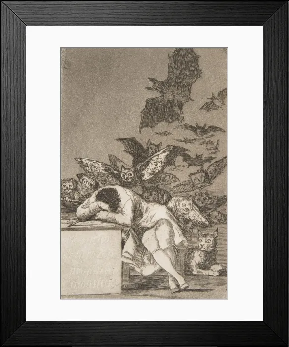 Framed Print : Plate 43 from Los Caprichos : The sleep of reason produces monsters (E Framed Print : Plate 43 from Los Caprichos : The sleep of reason produces monsters (E