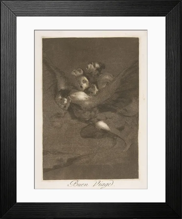 Framed Print : Plate 64 from Los Caprichos : Bon voyage (Buen Viage. ), 1799. Creator: Francisco Goya Framed Print : Plate 64 from Los Caprichos : Bon voyage (Buen Viage. ), 1799. Creator: Francisco Goya