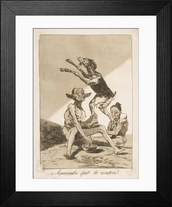 Framed Print : Plate 67 from Los Caprichos : Wait till you ve been anointed (Aguarda que te unten Framed Print : Plate 67 from Los Caprichos : Wait till you ve been anointed (Aguarda que te unten