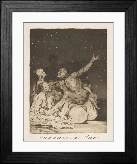 Framed Print : Plate 71 from Los Caprichos : When day breaks we will be off (Si amanece; nos Vamos Framed Print : Plate 71 from Los Caprichos : When day breaks we will be off (Si amanece; nos Vamos