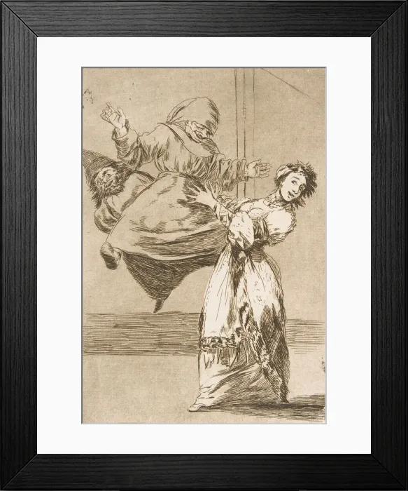Framed Print : Plate 74 from Los Caprichos : Don t scream, stupid (No grites, tonta), 1799 Framed Print : Plate 74 from Los Caprichos : Don t scream, stupid (No grites, tonta), 1799