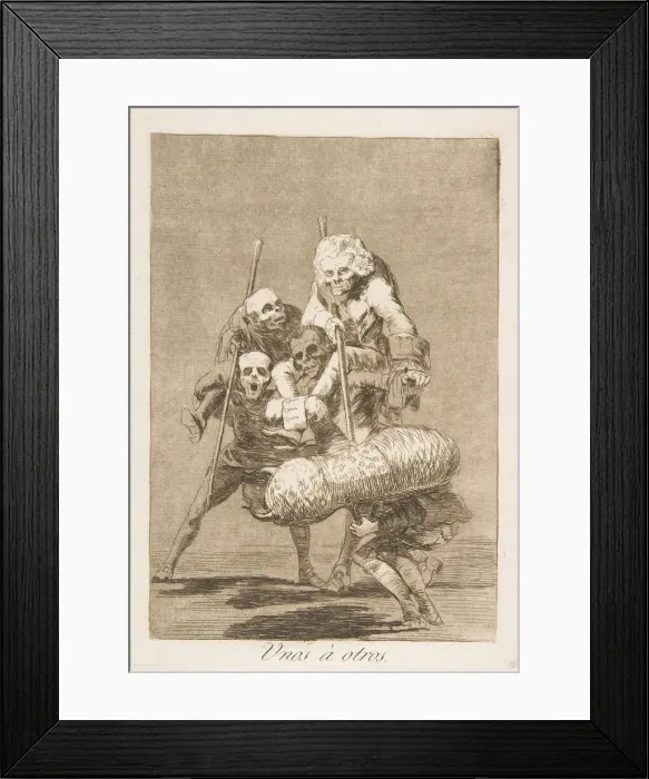 Framed Print : Plate 77 from Los Caprichos : What one does to another (Unos aotros. ), 1799 Framed Print : Plate 77 from Los Caprichos : What one does to another (Unos aotros. ), 1799