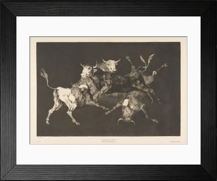 Framed Print : Plate D from the Disparates : Fools- or Little Bulls - folly, ca Framed Print : Plate D from the Disparates : Fools- or Little Bulls - folly, ca