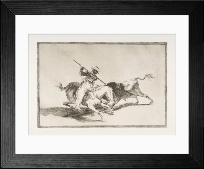 Framed Print : Plate 5 from The Tauromaquia : The spirited Moor Gazul is the first to spear bulls Framed Print : Plate 5 from The Tauromaquia : The spirited Moor Gazul is the first to spear bulls