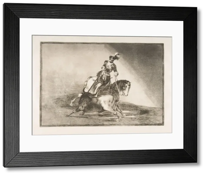 Framed Print : Plate 10 from La Tauromaquia : Charles V spearing a bull in the ring at Valladolid, 1816 Framed Print : Plate 10 from La Tauromaquia : Charles V spearing a bull in the ring at Valladolid, 1816