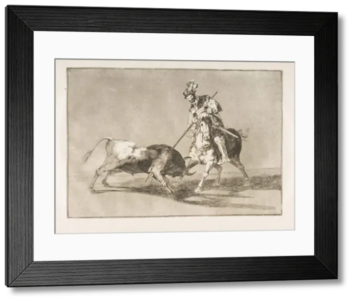 Framed Print : Plate 11 from the Tauromaquia : The Cid campeador spearing another bull. 1816 Framed Print : Plate 11 from the Tauromaquia : The Cid campeador spearing another bull. 1816
