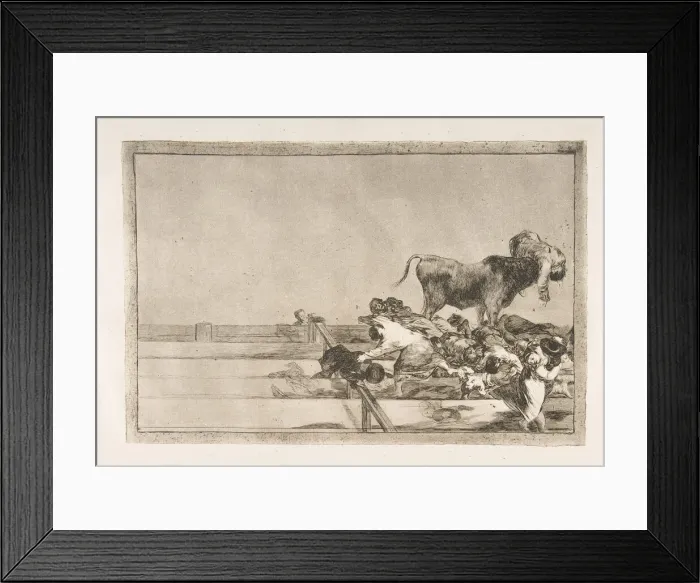 Framed Print : Plate 21 from the Tauromaquia : Dreadful events in the front rows of the ring at Madrid Framed Print : Plate 21 from the Tauromaquia : Dreadful events in the front rows of the ring at Madrid