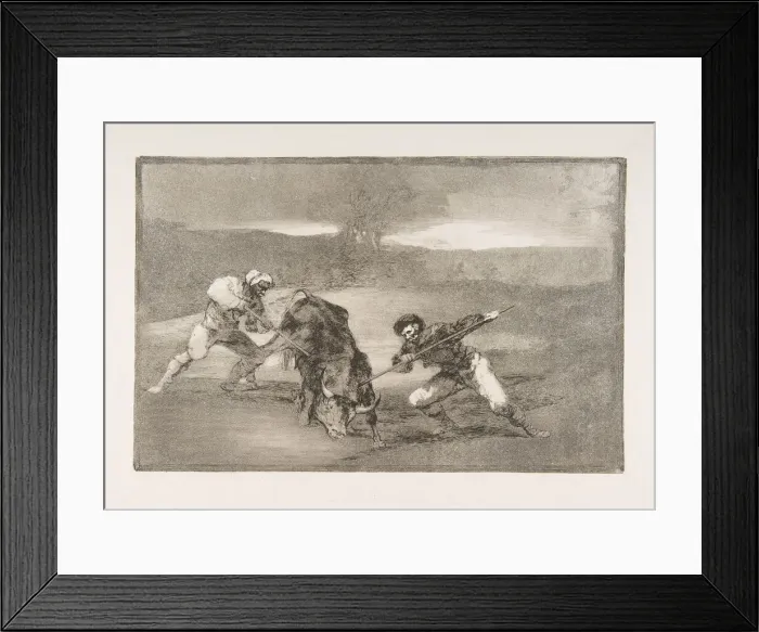 Framed Print : Plate 2 of the Tauromaquia : Another way of hunting on foot, 1816 Framed Print : Plate 2 of the Tauromaquia : Another way of hunting on foot, 1816