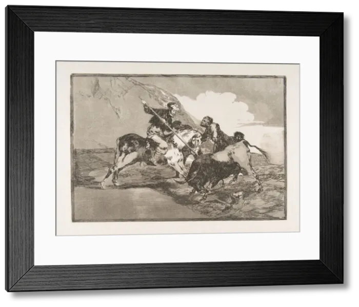 Framed Print : Plate 1 from The Tauromaquia : The way in which the ancient Spaniards hunted bulls Framed Print : Plate 1 from The Tauromaquia : The way in which the ancient Spaniards hunted bulls