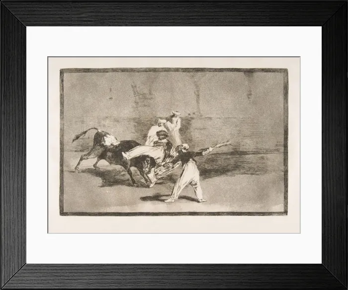 Framed Print : Plate 8 of the Tauromaquia : A Moor caught by the bull in the ring, 1816 Framed Print : Plate 8 of the Tauromaquia : A Moor caught by the bull in the ring, 1816