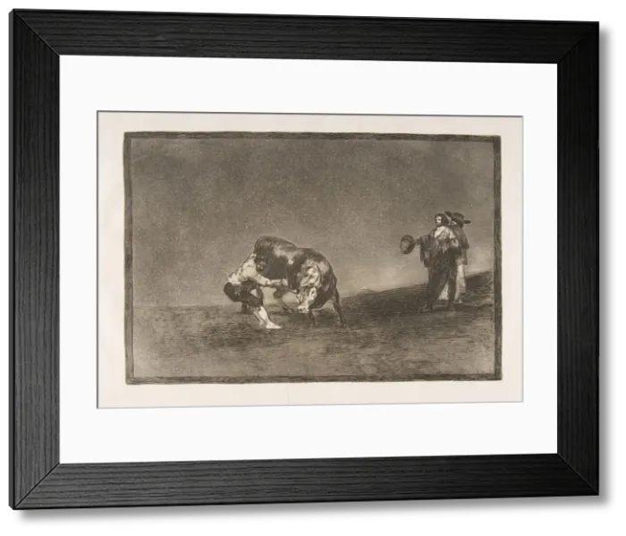 Framed Print : Plate 16 of the Tauromaquia : The same man throws a bull in the ring at Madrid. 1816 Framed Print : Plate 16 of the Tauromaquia : The same man throws a bull in the ring at Madrid. 1816