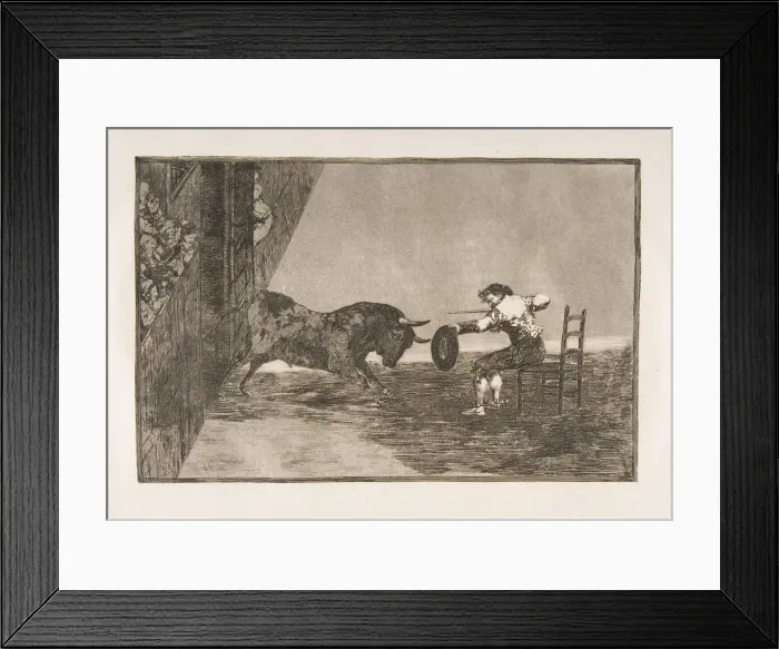 Framed Print : Plate 18 of the Tauromaquia : The daring of Martincho in the ring at Saragossa, 1816 Framed Print : Plate 18 of the Tauromaquia : The daring of Martincho in the ring at Saragossa, 1816