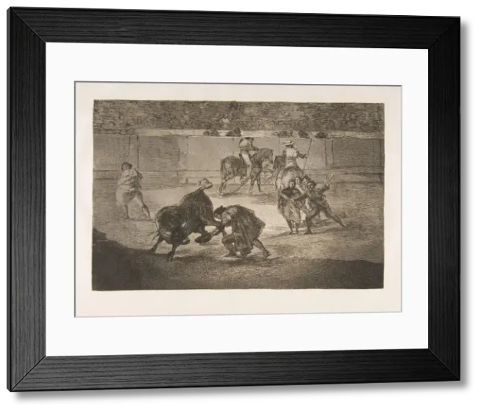 Framed Print : Plate 29 of the Tauromaquia : Pepe Illo making the pass of the recorte. 1816 Framed Print : Plate 29 of the Tauromaquia : Pepe Illo making the pass of the recorte. 1816