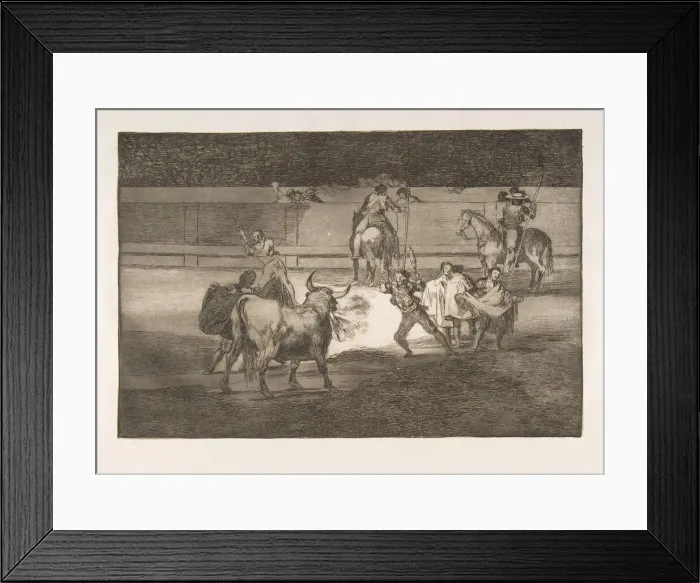 Framed Print : Plate 31 of the Tauromaquia : Banderillas with firecrackers. 1816 Framed Print : Plate 31 of the Tauromaquia : Banderillas with firecrackers. 1816