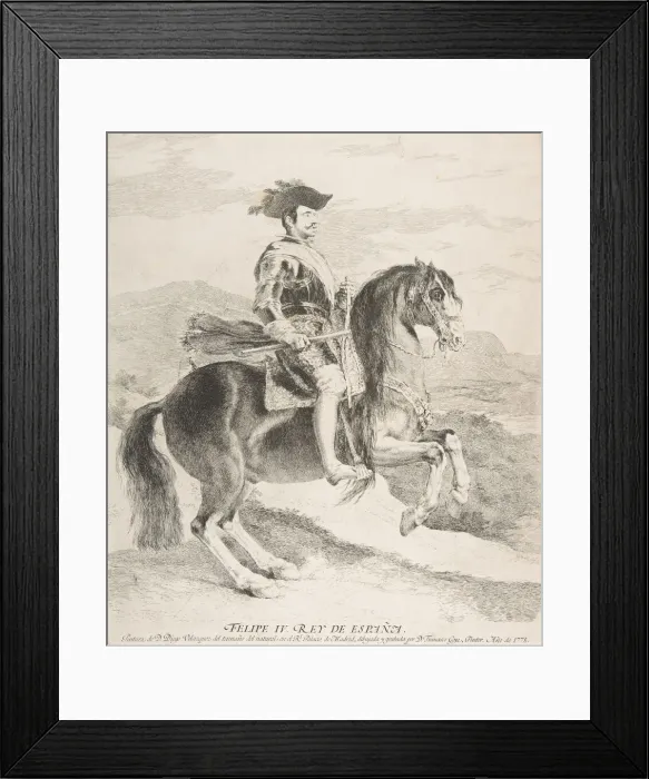 Framed Print : Philip IV on horseback, after Velazquez, 1778. Creator: Francisco Goya Framed Print : Philip IV on horseback, after Velazquez, 1778. Creator: Francisco Goya