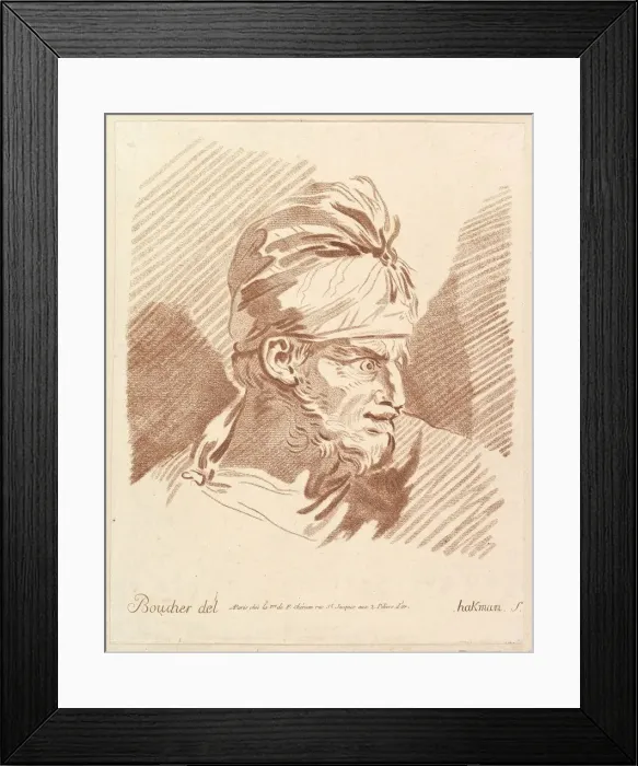 Framed Print : Head of a Man Wearing a Turban, mid to late 18th century. Creator: Hakman Framed Print : Head of a Man Wearing a Turban, mid to late 18th century. Creator: Hakman